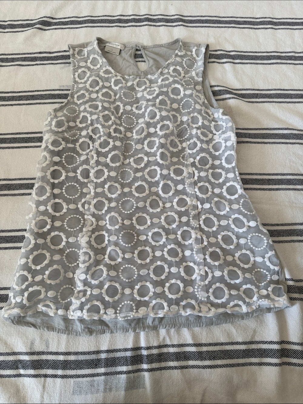 Van Heusen Gray Sleeveless Floral Lace Camisole, large